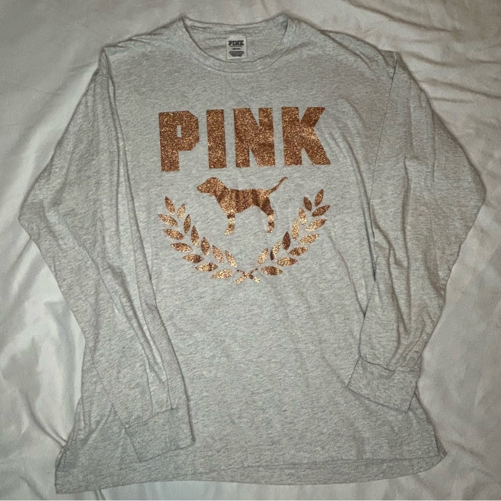 PINK Glittery Long Sleeve Tee